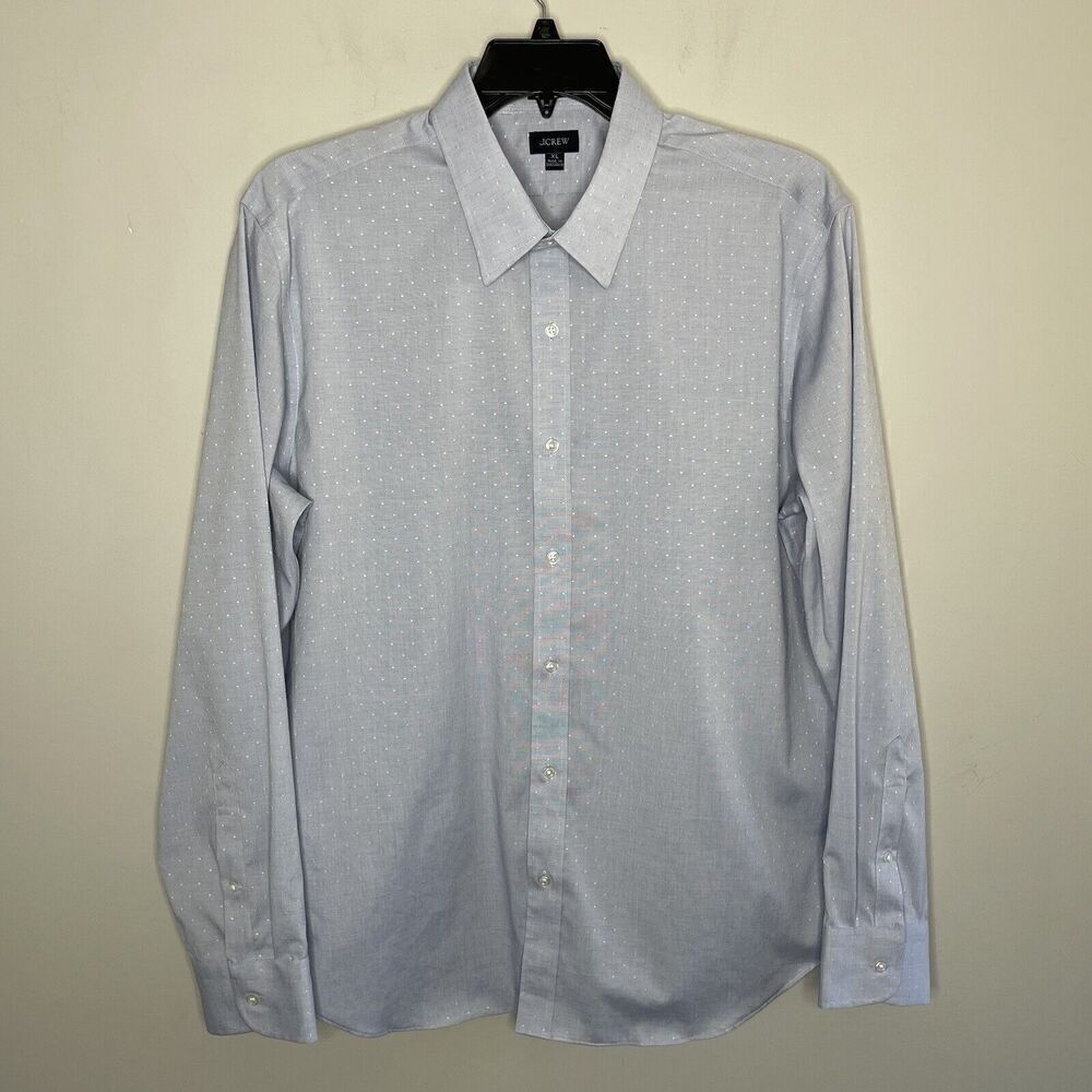 J.CREW Dress Shirt Mens XL Slim Blue Dot Button Up Point Collar BV488